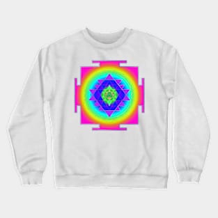 Sri Yantra Mandala, Neon Pink+Faux Gold Accent Crewneck Sweatshirt